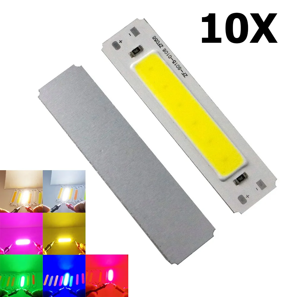 10PCS 60*15mm 2W COB LED Chips Chip Red/Blue/Green/Yellow/Pink/White For Module Full Source Strip Lighting DIY 12V Board Panel