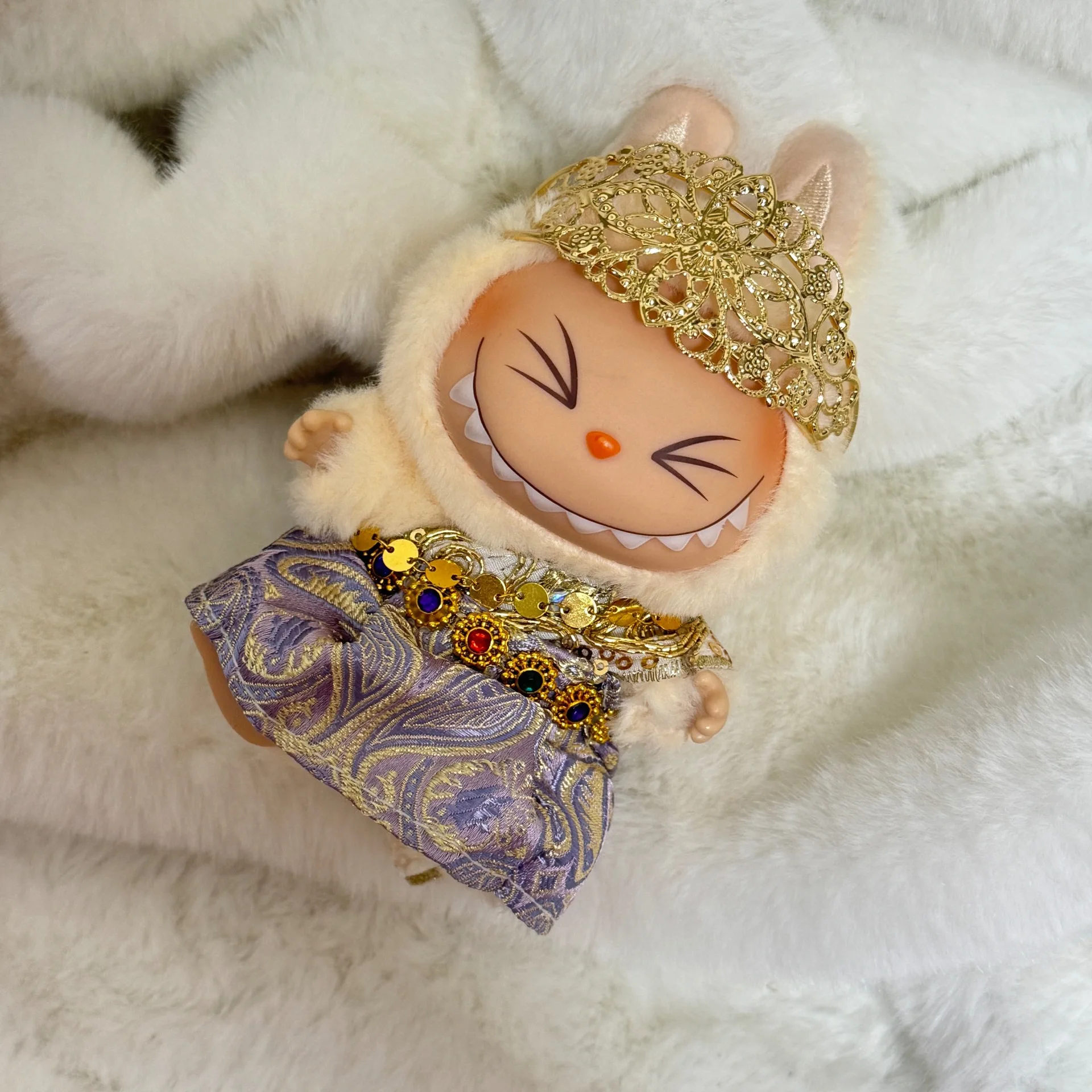 labubu purple gold dress Labubu Clothes Dress Set