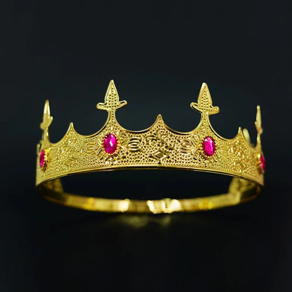 気質ヴィンテージバロッククラウンエレガントなアンティークブロンズキングティアラクラウン帽子調節可能な古代ギリシャティアラパーティー