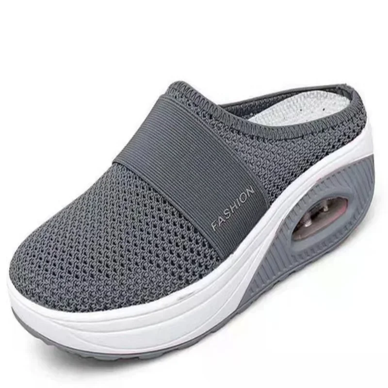 Platform Mules Mesh Lightweight Slippers Wedge Female Sneaker Air Cushion Slip-On Women Walking Shoes Orthopedic Diabetic Ladies