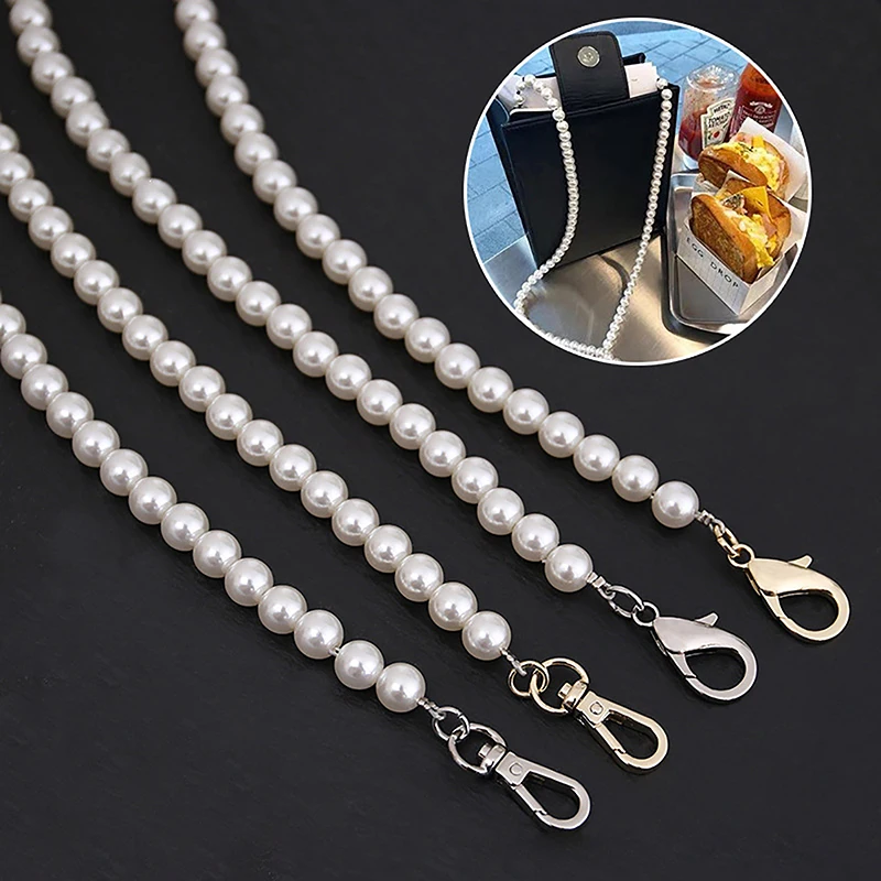 1PC Pearl Strap For Bag Handbag Shoulder Chain Handles DIY Purse Replacement Long Beaded Chain Bag Belt Straps Accessories