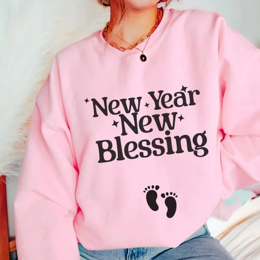 New Year Blessing Pregnancy Announcement Women Sweater Pregnancy Reveal New Years Eve Maternity Pullover New Year Party Gift