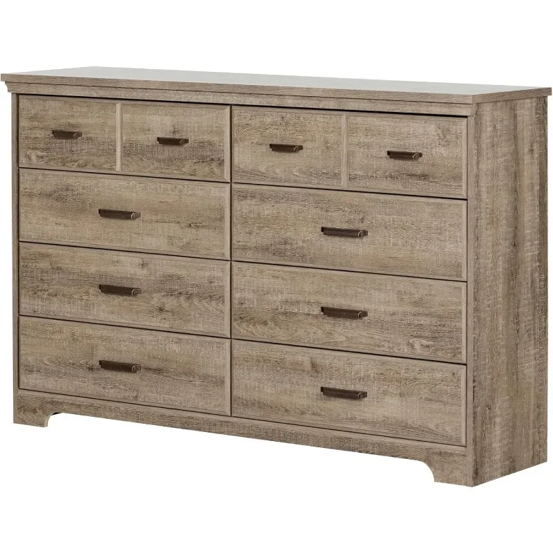 

Double dresser with drawers, weathered oak, with antique handles vanity table with drawers