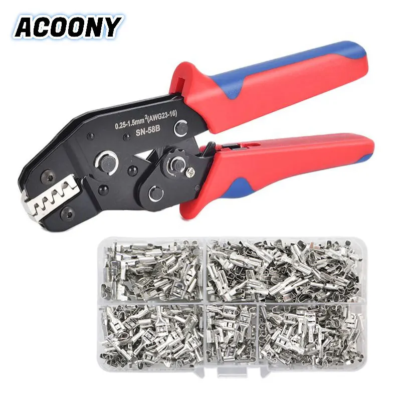 SN-58B Crimping Pliers 0.25-1.5mm² High Precision Jaw With TAB 2.8/4.8/6.3 Car Terminals Sets Wire Electrical Jst/Dupont Crimper