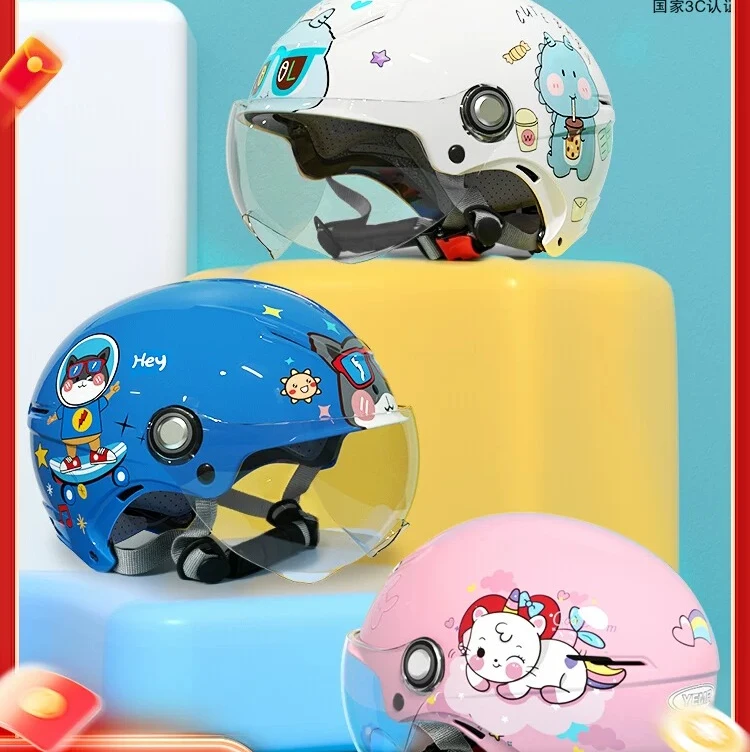 Children's Helmet 3C Certified Summer Riding 3-6-12 Year Old Boys and Girls Baby Electric Motorcycle Helmet