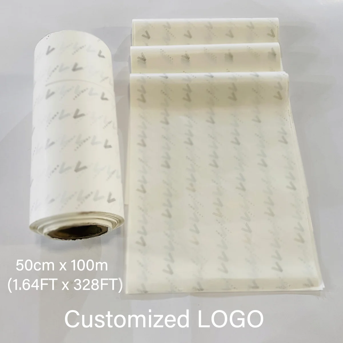 Custom Logo Wrapping Paper Roll 50x100m 17g White Eco Tissue for Clothing Shoes Gift Packaging Printed Branding Wrap Paper