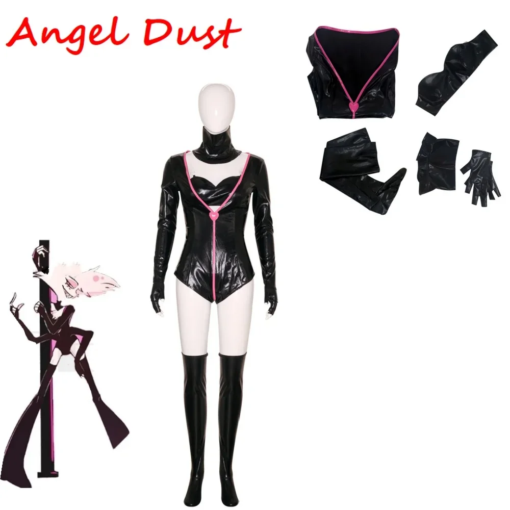 

Anime Hazbin Angel Dust Hotel Cosplay Dancing Costume Spider AD Suit Black Sexy Uniform Angel Unisex Jumpsuit Halloween Party