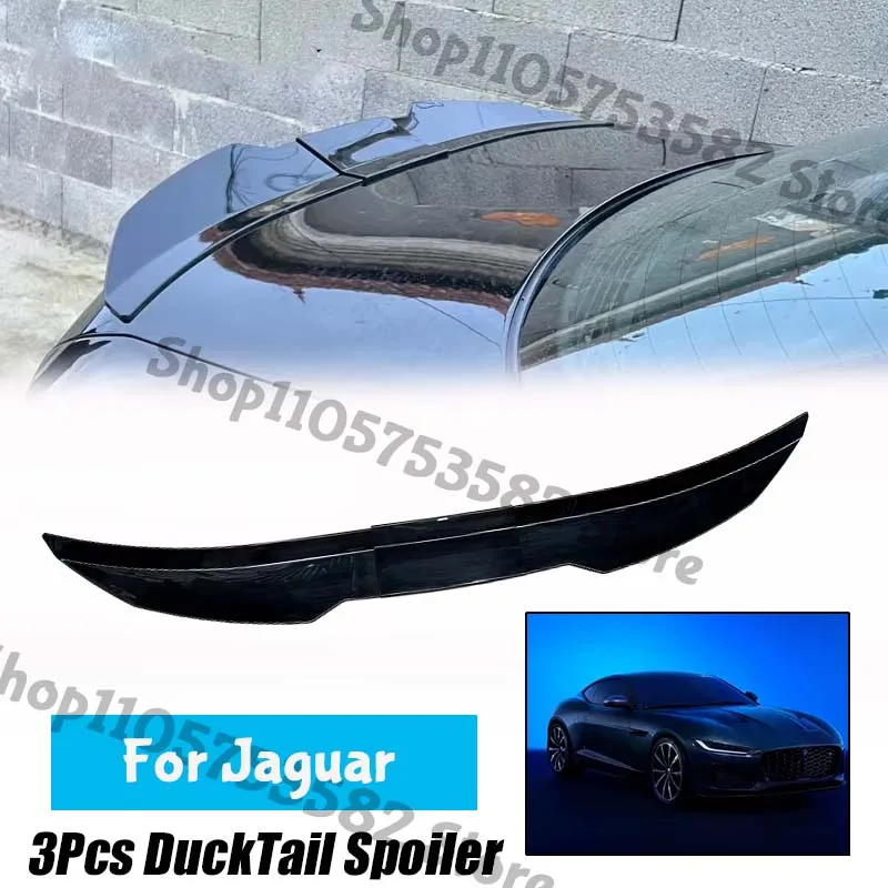 3Pcs Ducktail High Kick Trunk Spoiler For Jaguar Universal Rear Boot Wing For Multi Models Car