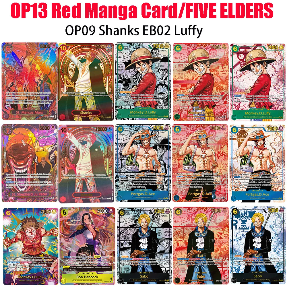 

DIY OPCG ONE PIECE CARD OP13 Red Manga Card Luffy Ace Sabo Shanks Hancock FIVE ELDERS 2025 Collection Anime Cards Foil SEC/SR