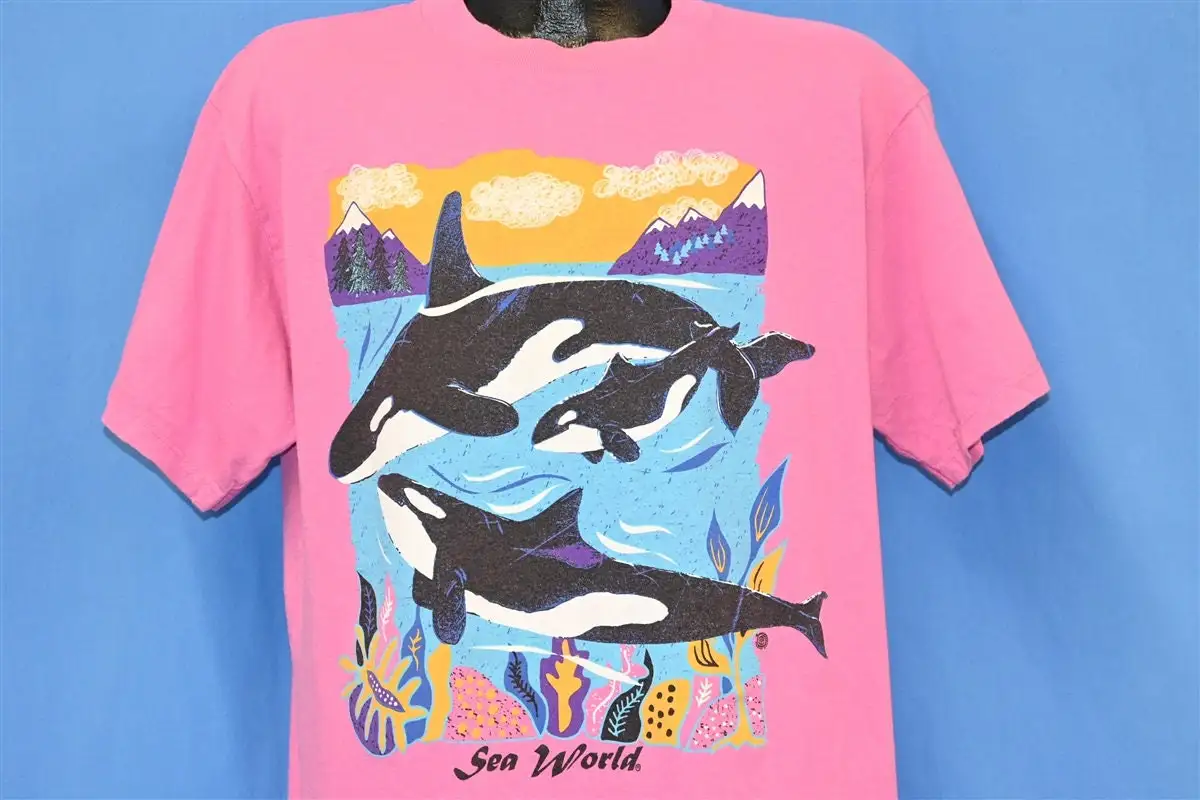 Футболка 90-х годов SeaWorld Orca Killer Whale Shamu Marine Mammal Theme Park, большая