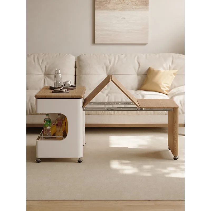 Movable side table folding coffee table, small lifting and retractable sofa side cabinet