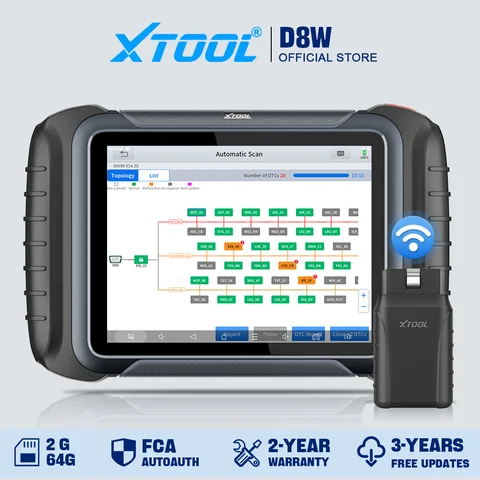 XTOOL D8W D8S Bluetooth Car Diagnostics Tool ECU Coding Automotive Scanner Bi-directional 42+ Resets Key Programming  Topology