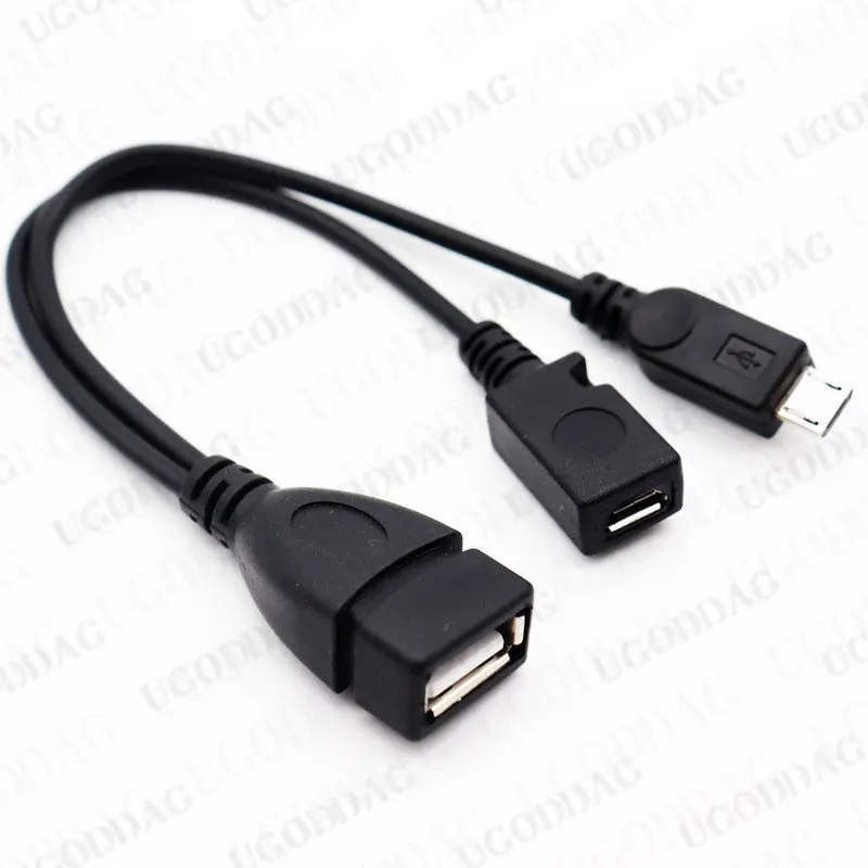 20cm 2 in 1 Micro USB Host Power Y Splitter USB 2.0 Port Terminal Adapter OTG Cable For Fire Tv 3 Or 2nd Gen Fire Stick