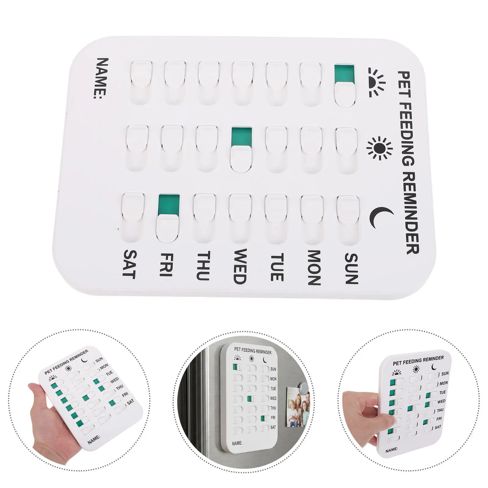 Magnetic Dog Feeding Reminder Slider Sign Daily Pet Fed Medication Tracker Fridge Wall Pet Feeding Schedule Board Indicator Dogs