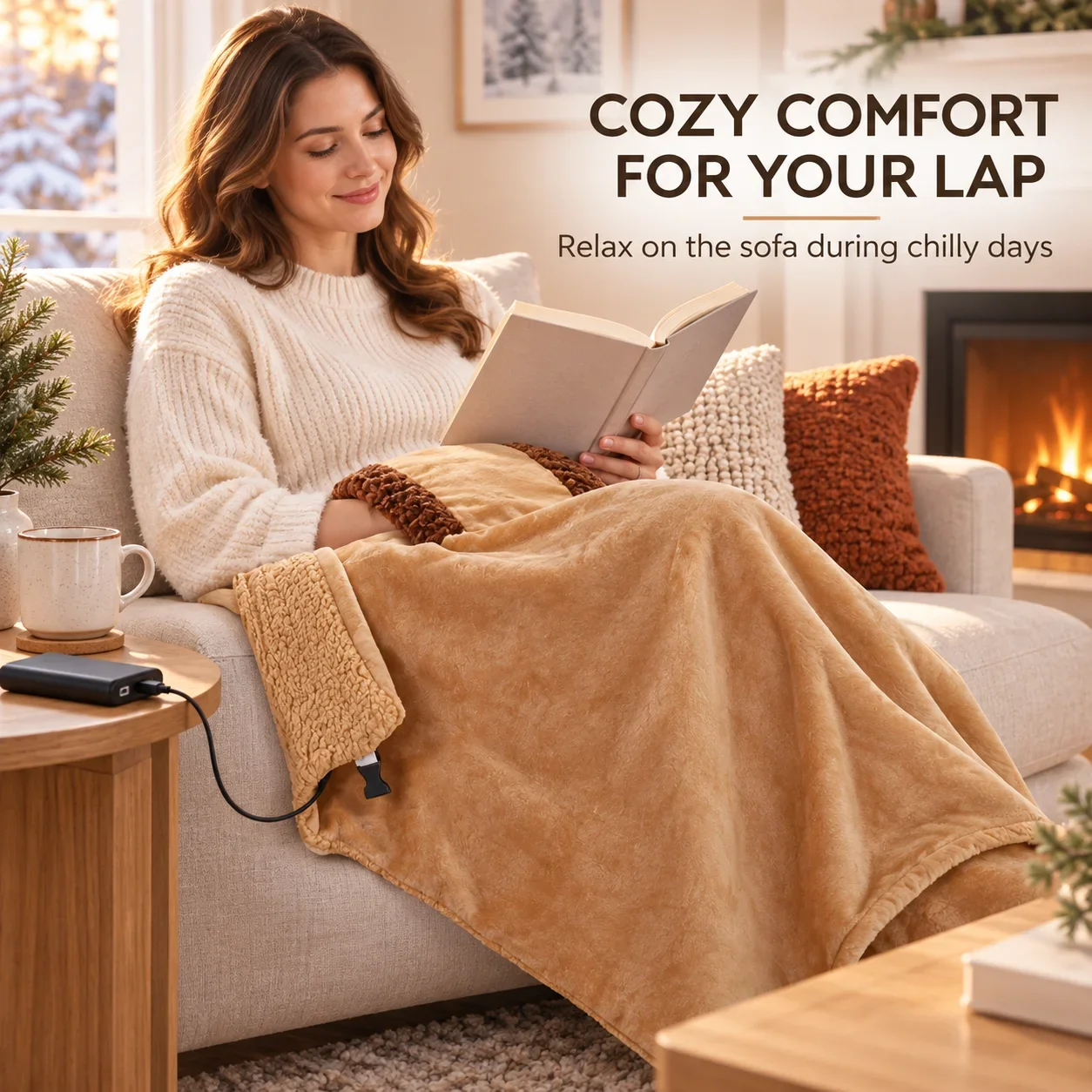 USB Heated Blanket / Electric Heating Blanket / Heated Throw / Portable / Lap Blanket / Winter / Home Office Travel