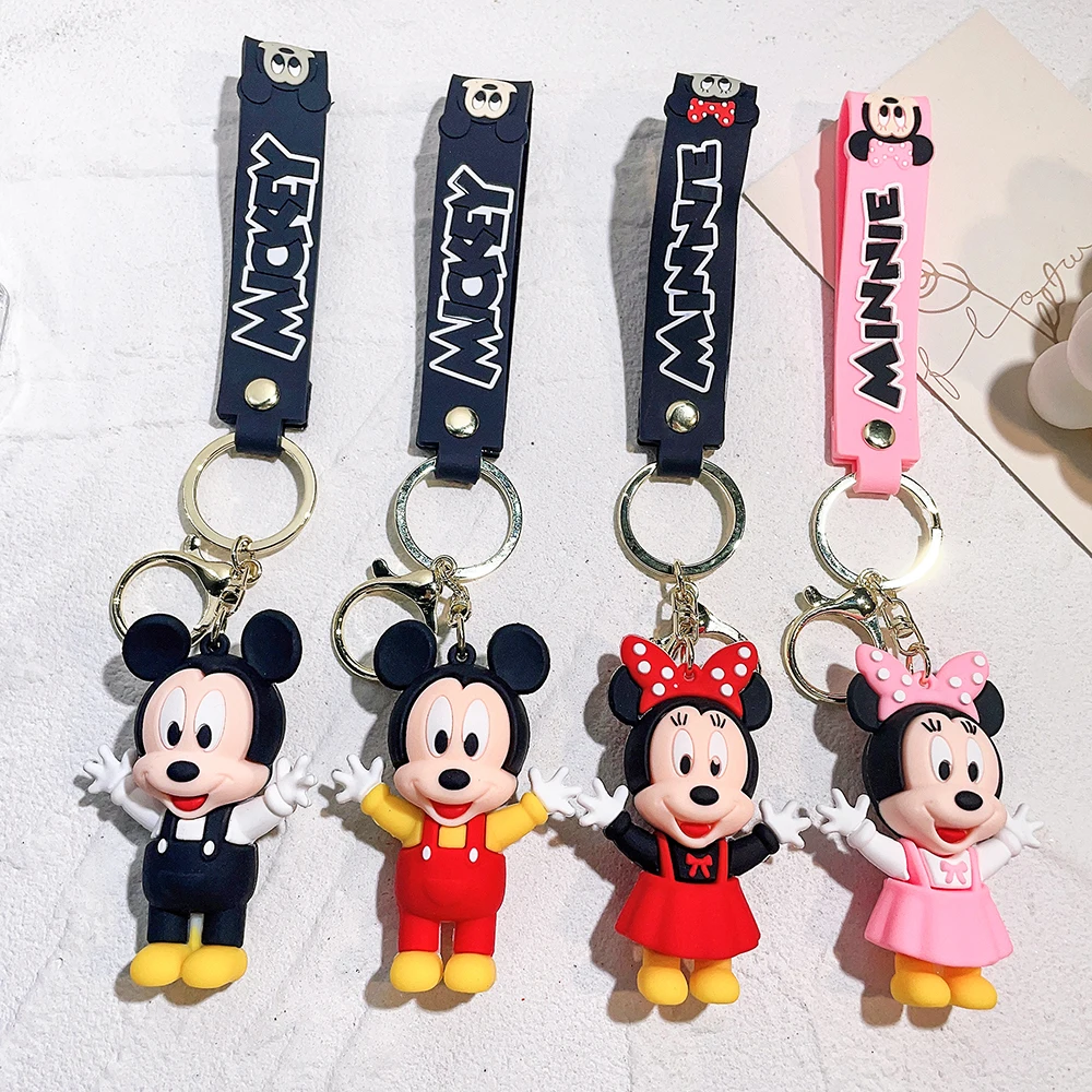 Disney Cartoon Anime Accessories Mickey Keychain Cute Minnie Keyring Student Bag Pendant HangingCar Key Chain Couple Kids Gift