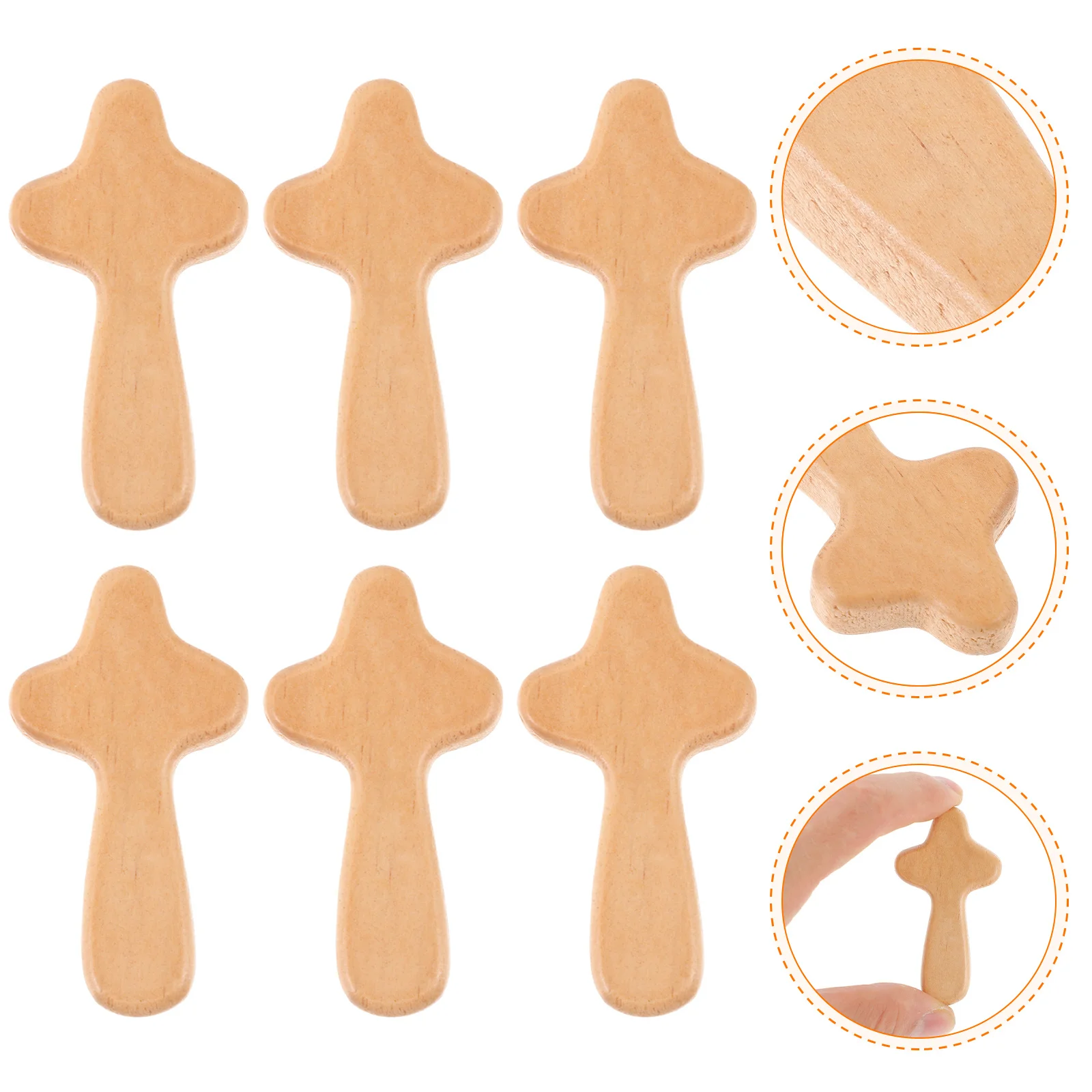 

6pcs Mini Wooden Decor Small Handheld Cross Craft For Prayer Collection Table Desktop Decoration Cross Ornament