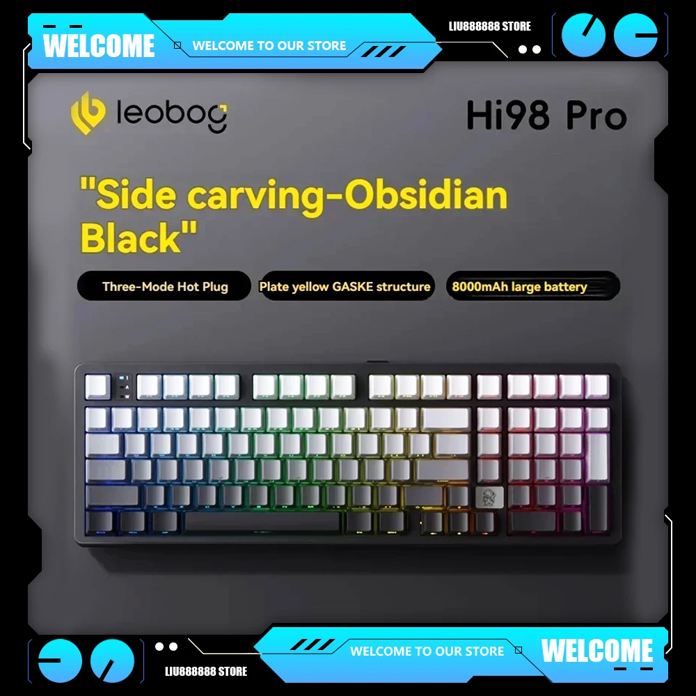 New Leobog Hi98Pro Mechanical Keyboard Aluminum Customized Hot Swap 3Mode Bluetooth Wireless Gasket PC Laptop Game Accessories