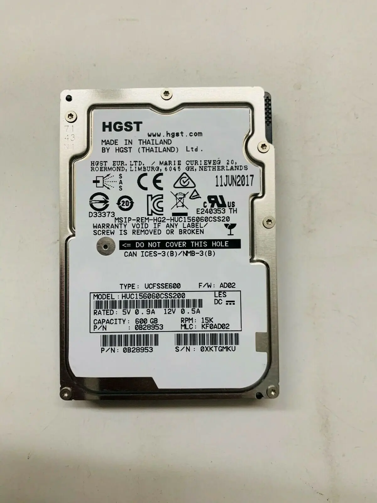 HGST HUC156060CSS200 600GB 15K RPM 12Gb/s 128MB 2.5