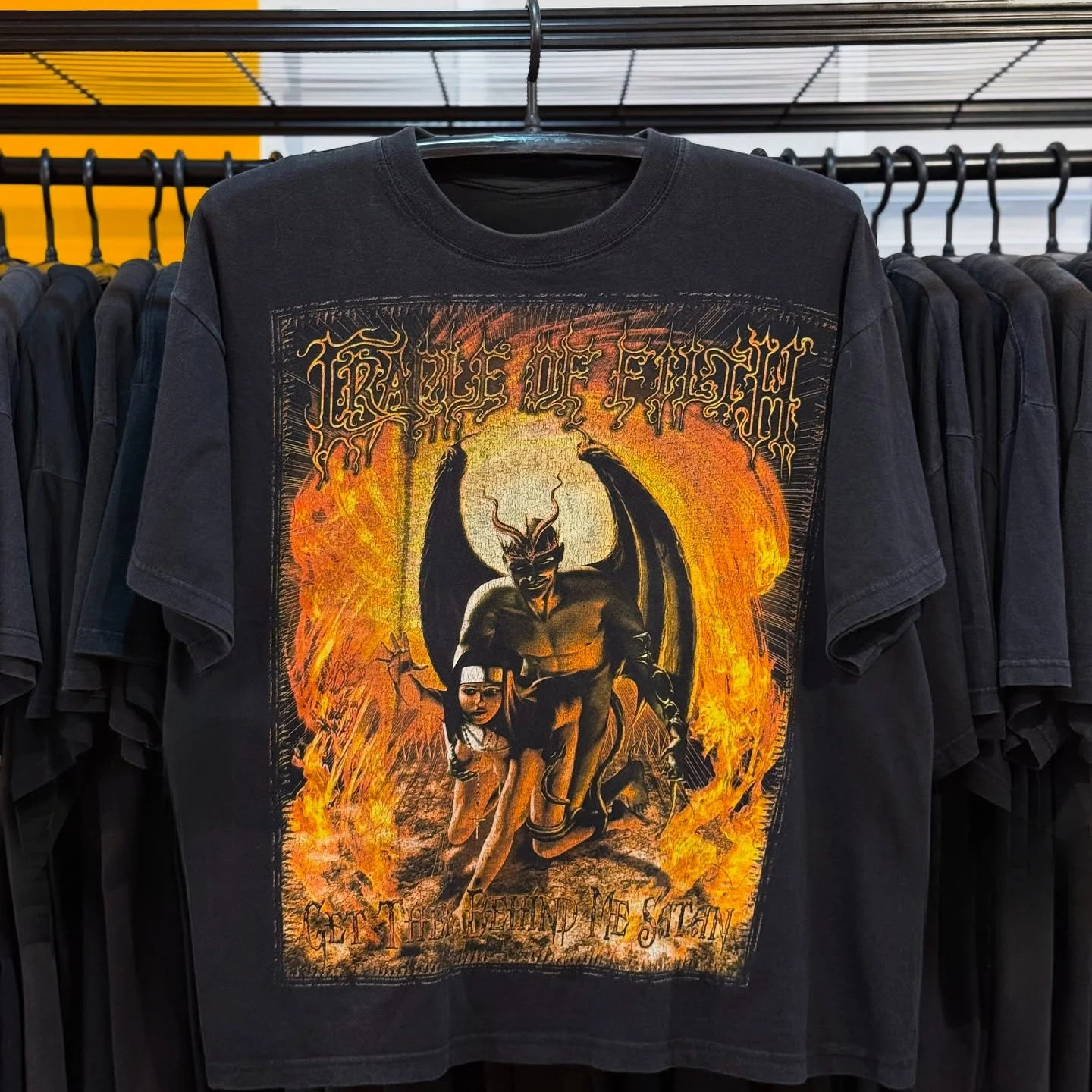 Vintage Cradle of Filth Get Thee Behind Me Satan Black Metal Band Graphic Tee Cotton Mens Womens T-Shirt Summer Streetwear