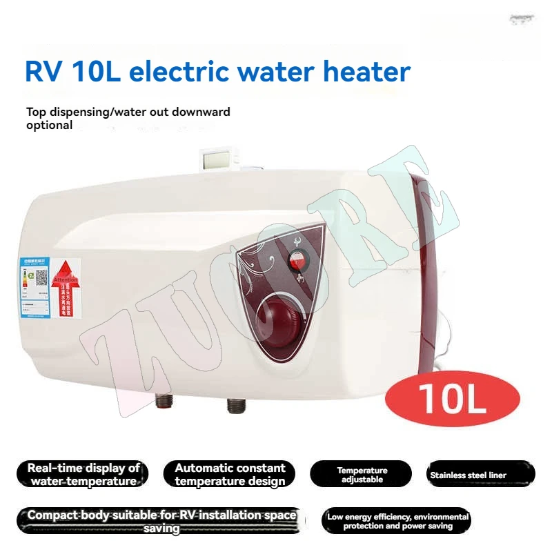220v Rv Water Heater Bath Shower Rv Electric Water Heater 10l 1kw Top Water/bottom Water Rapid Heating（Equipped With A White The