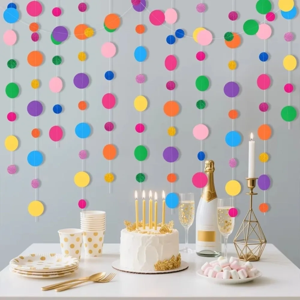 New Paper Circle Garland Banner Round Dots Colorful Colorful Dot Garland Hanging Party Garland Wedding Decorations