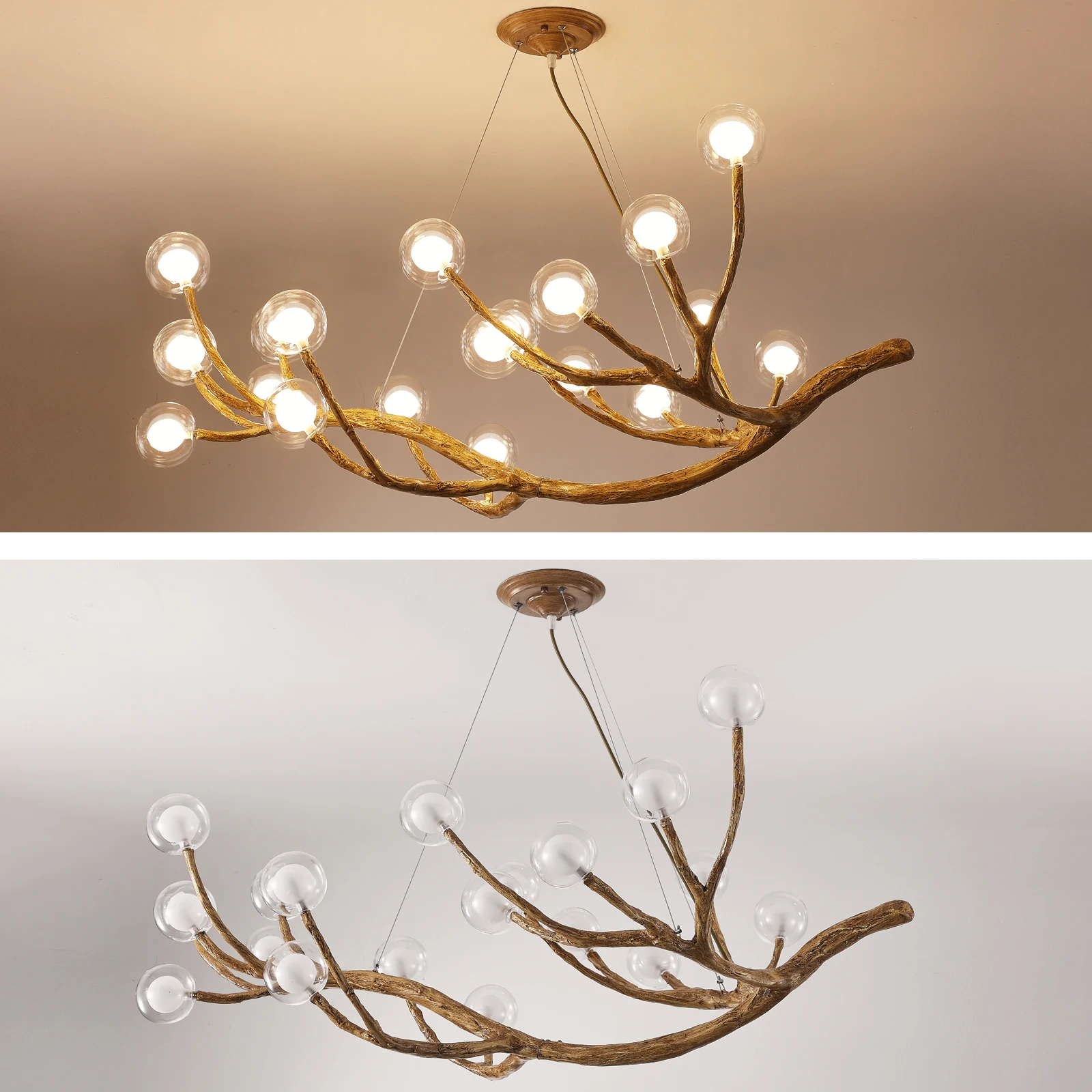 Vintage Tree Branch Chandelier LED Resin Chandelier For Living Room Bedroom Hotel Bar Decor Creative