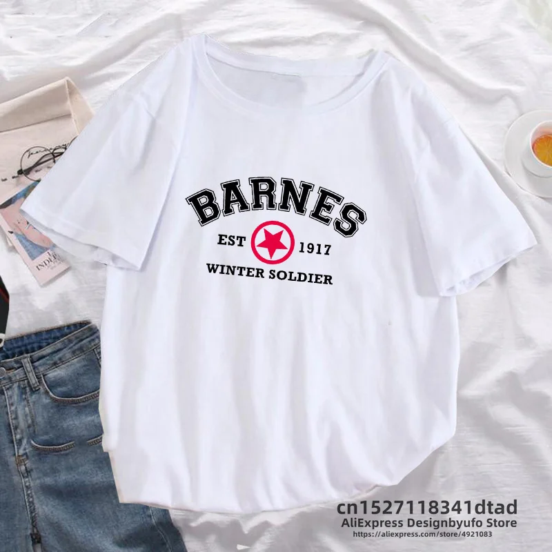 Barnes 1917 t shirts women summer vintage Winter Soldier Bucky Barnes short sleeve t-shirt women  short sleeve tee shirts