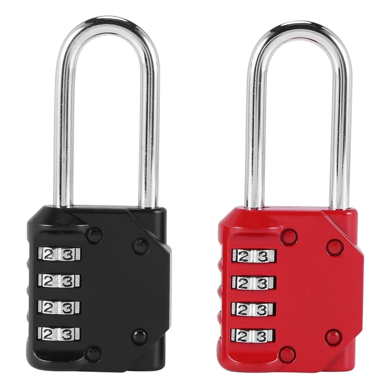 2 Pack Code Padlocks, 4 Digit Long Shackle Resettable Pad Lock For Outdoor Gate, Shed, Fence, Hasp Storage, Gym Locker