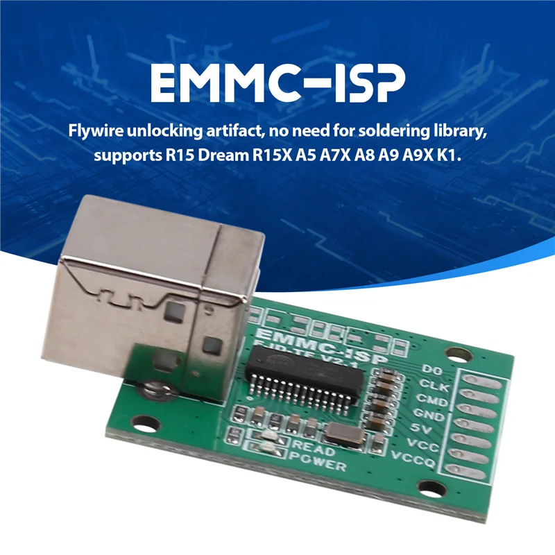 Mobile Phone Repair And Unlock Flash Machine, Au6438bs Chip With EMMC-ISP Flying Line, USB-B Type Artifact Tool