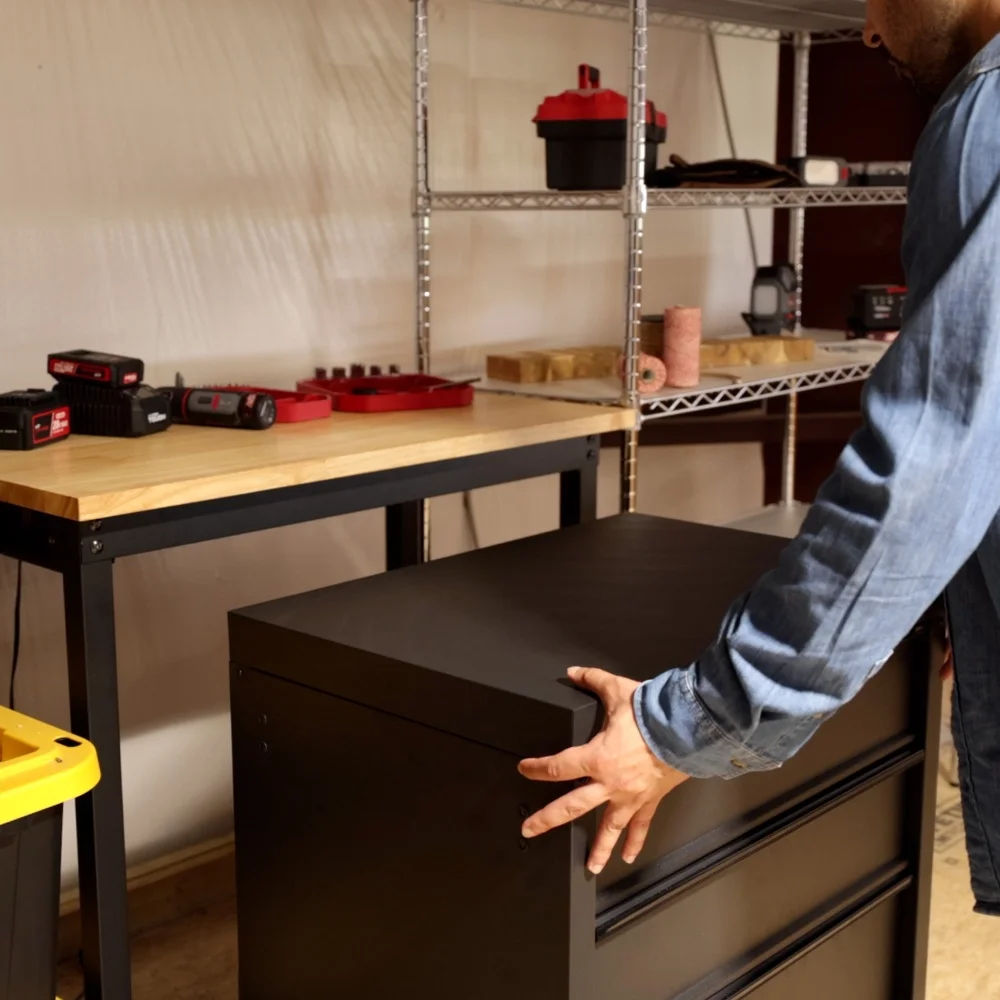 36 Inch Heavy Duty Workbench Steel Frame Durable Wood Worktop Adjustable Feet 1000lbs Capacity Multi-Purpose Garage Workshop