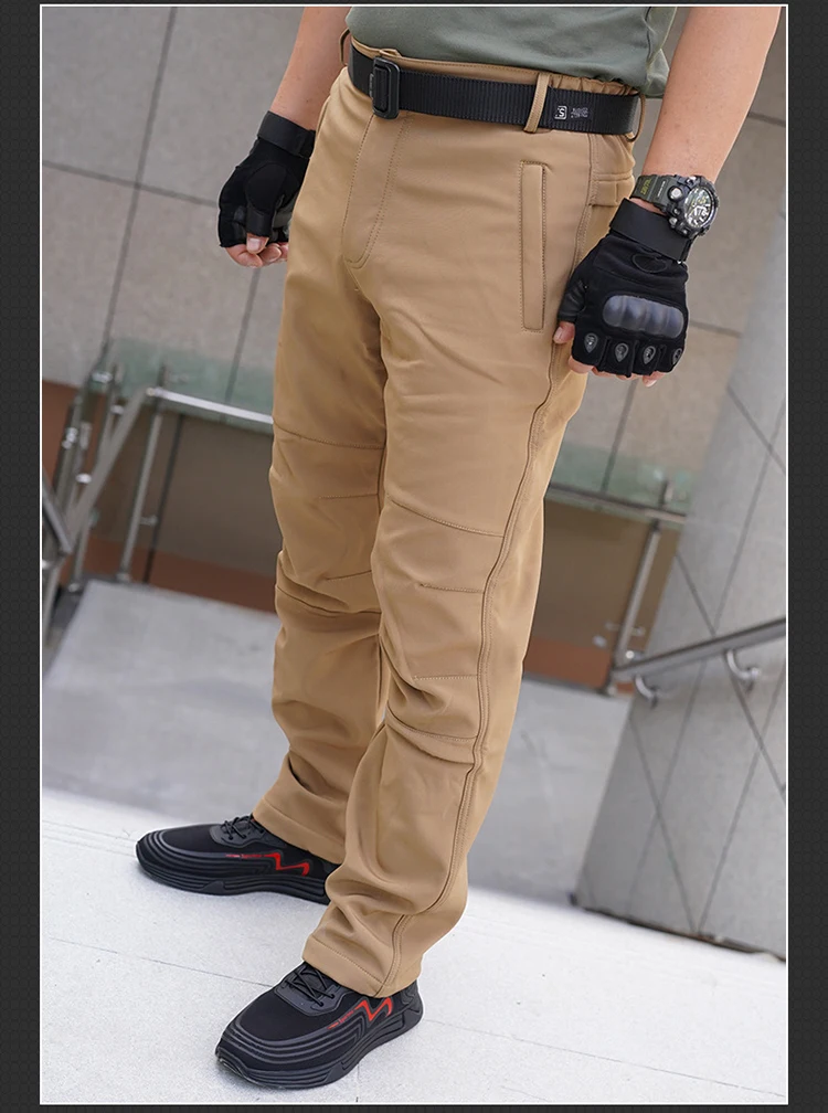 TRVLWEGO Dicke, warme Fleece-Wanderhose für Herren, Winter, winddicht, für den Außenbereich, Softshell, Regen, Trekking, Camping, Skihose – Detail 11