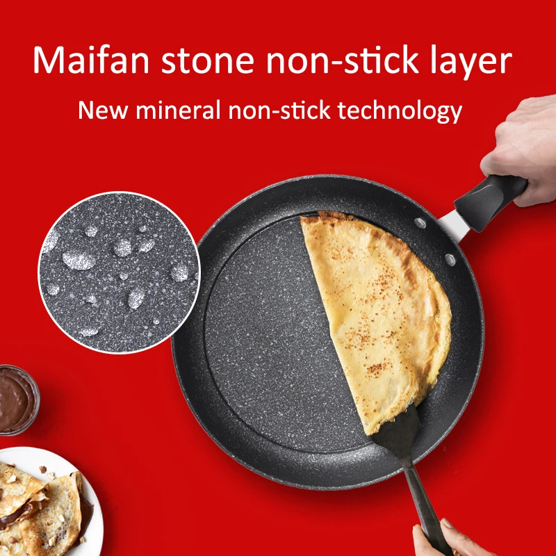 Xiaomi Pan Non-stick Frying Pan with Lid Maifan Stone Coating Double Bottom Thickened Fried Egg Steak Pan Home Cookware