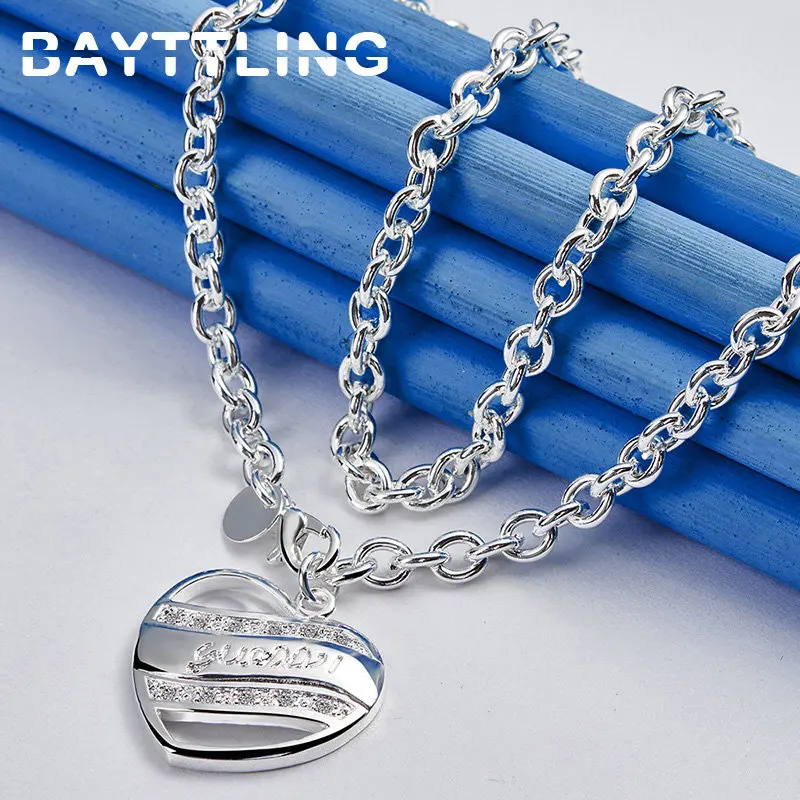 925 Sterling Silver 18 Inches Fine Heart Necklace For Men Women Fashion Charm Wedding Party Favor Jewelry Christmas