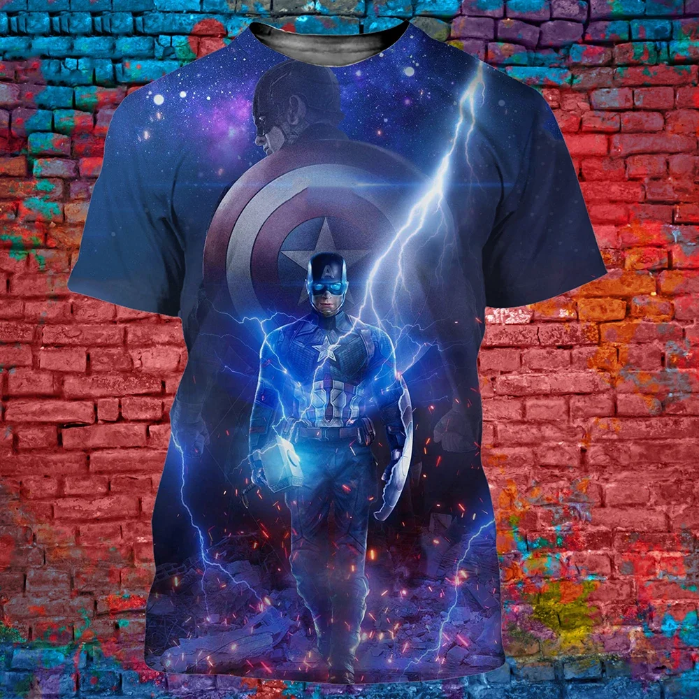 Disney T-Shirts Captain America Movie 3D Print Streetwear Men Women Fashion Oversized T Shirt Kids Boys Girls Tees Tops Clothing