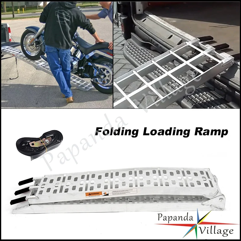 

Motorcycle Loading Ramps Aluminum Foldable Carrying ATV UTV Ramp For pickup Truck Cars Auto Trailer Transportation Load Ladder