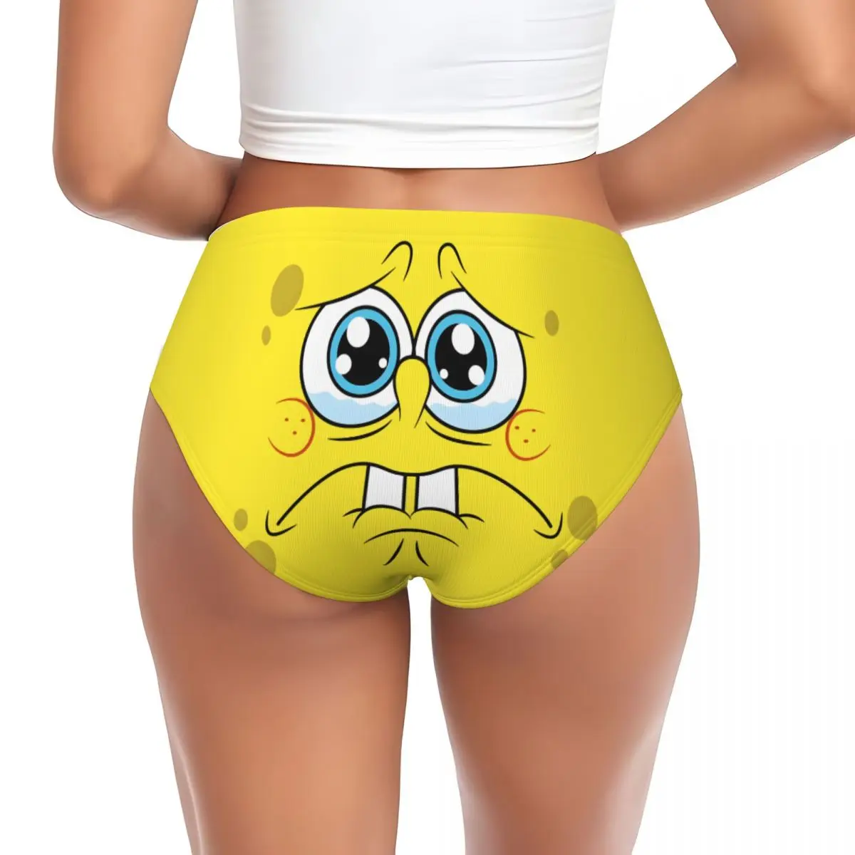 Calzoncillos de ropa interior con estampado de dibujos animados para mujer, bragas breves lloradas con esponjas S personalizadas, comodidad femenina