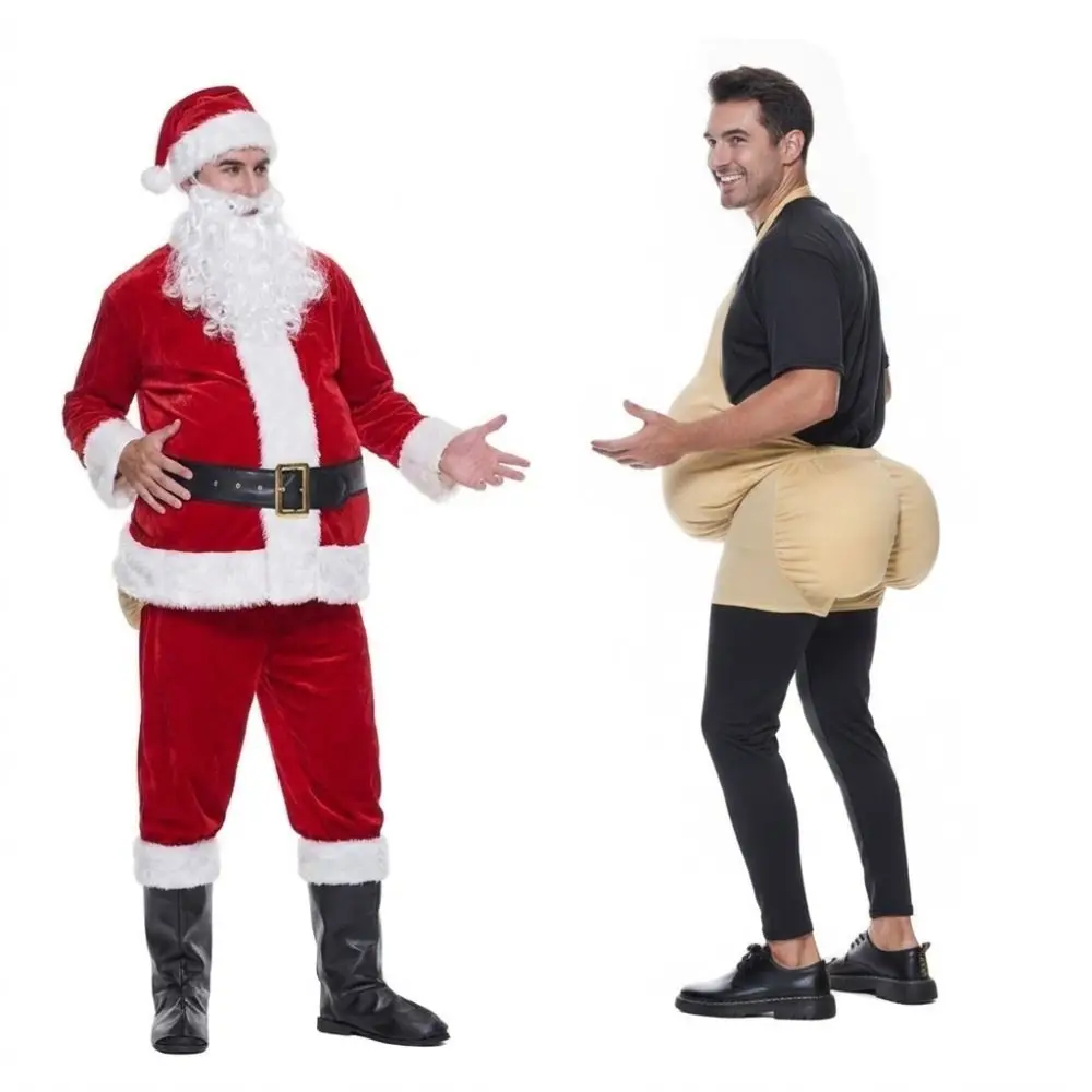 Realistic Fake Belly and Butt Pads Big Stomach Soft Sponge Fake Butt Cosplay Props Funny Stuffer Christmas Costume Props