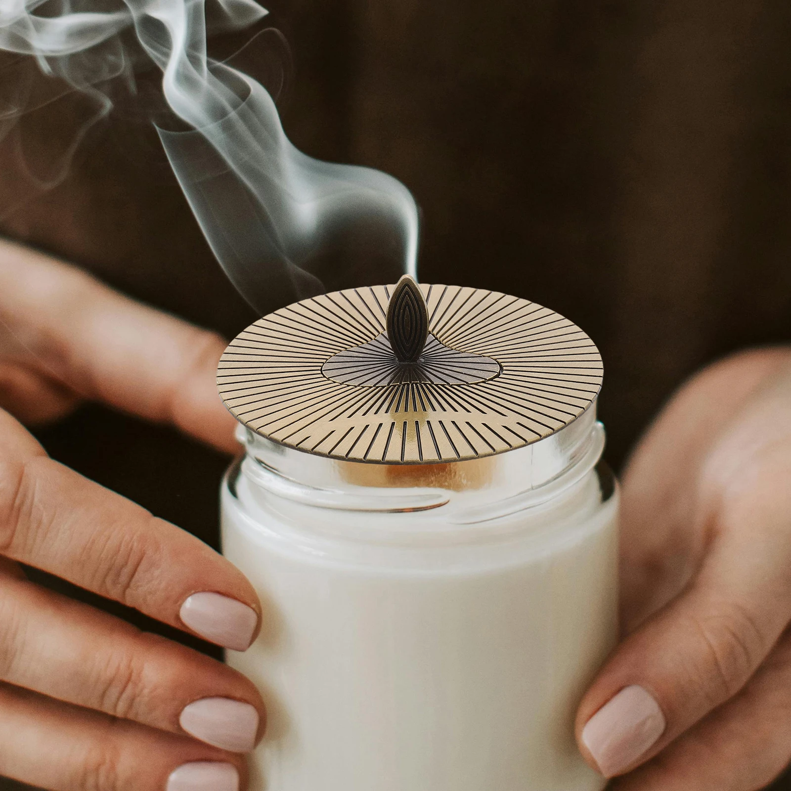 

Cover Stainless Steel Hollow Design for Jar Candles Even Burning Topper Coffee Table Decoration Gift for