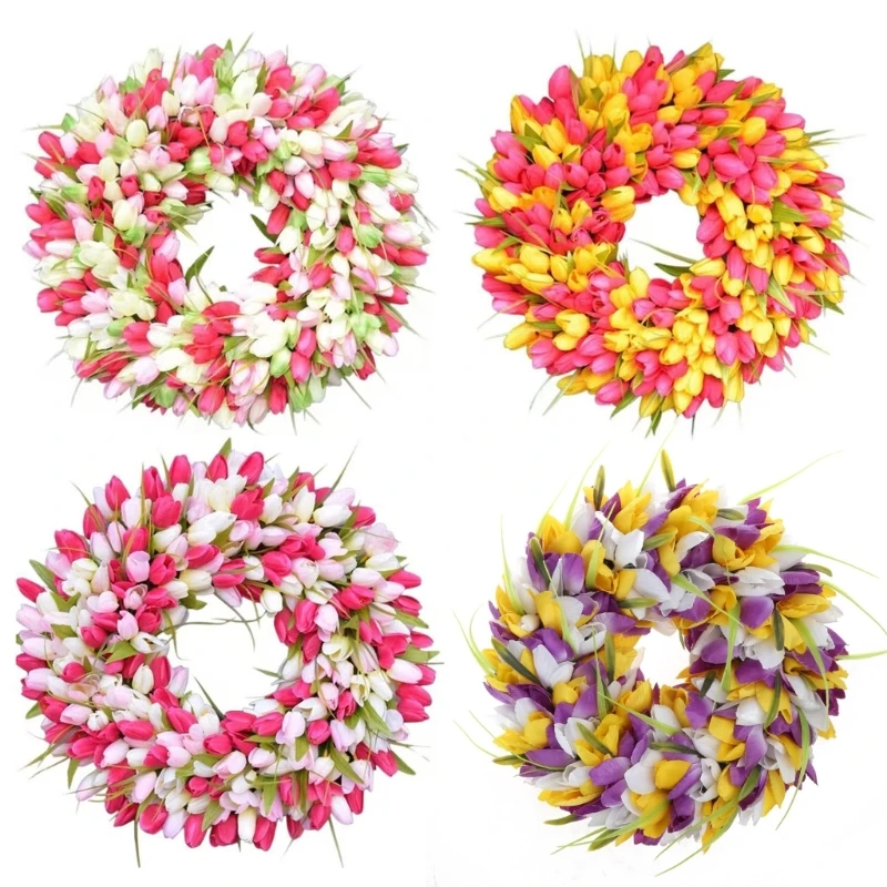 

Artificial Wreath Simulation Wedding Decoration Wall Hanging for Easter Springtime Party Front Door Decor Valentine's Day Gift