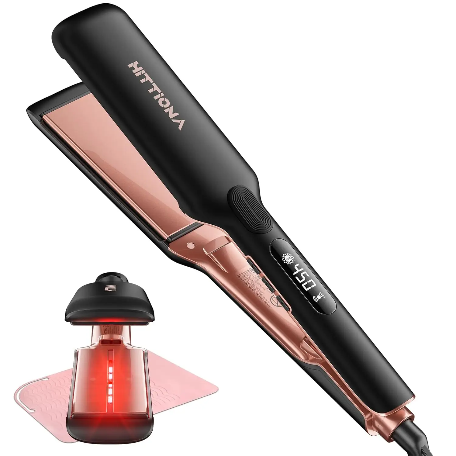Ceramic Infrared Ionic Flat Iron with 5s Fast Heat-Up, Vibration Technology, LCD Temp Control for All Hair Types