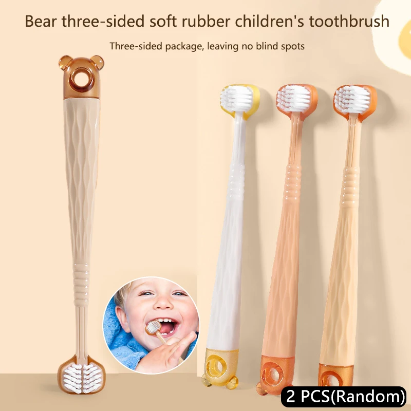 2Pcs Three Sided Soft Hair Tooth Toothbrush Child Toothbrush Ultra Fine Soft Bristle Oral Care Toothbrush For Oral Health Clean