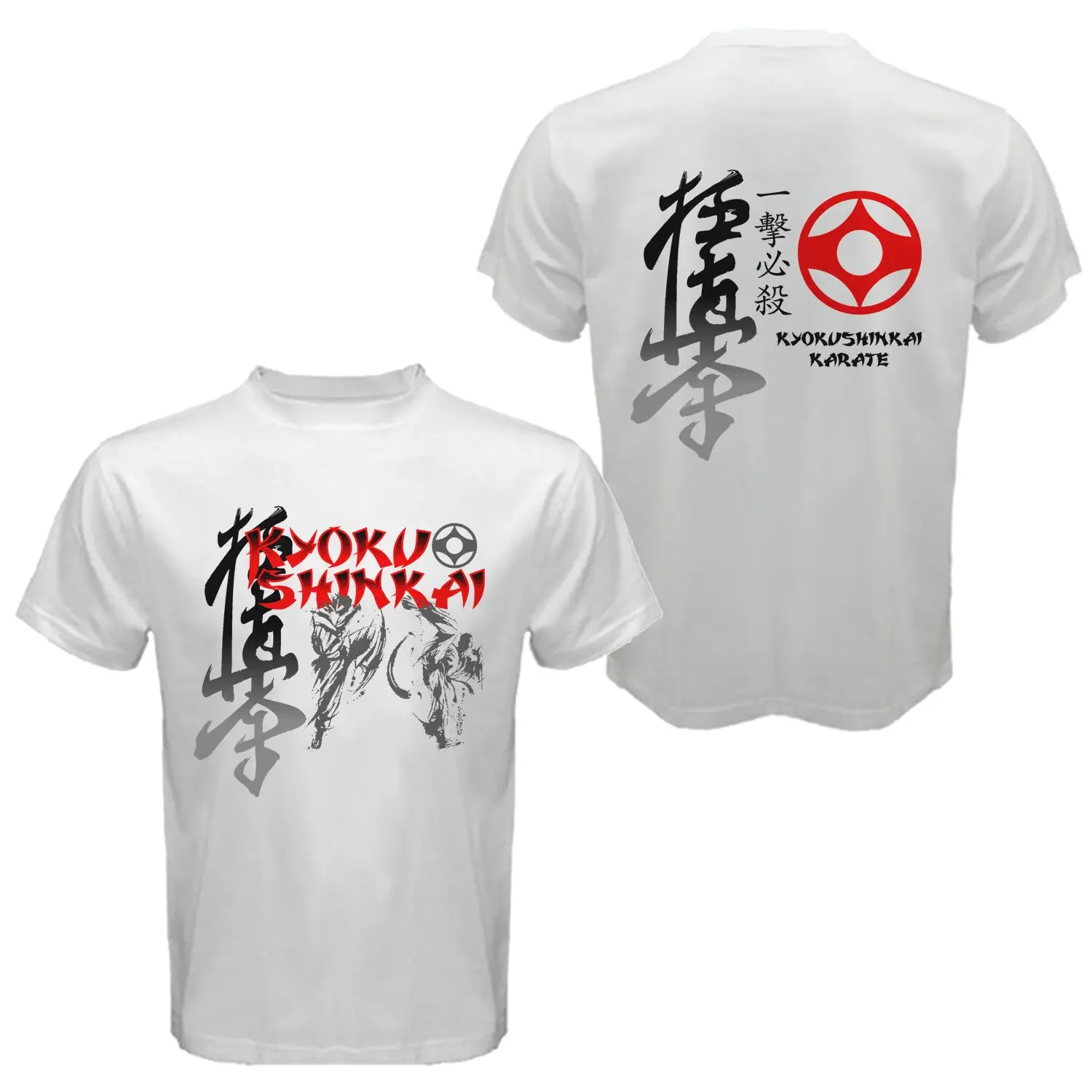 Kyokushin Kai Kan Karate Click Kill Mma Mixed Martial Arts Printed Pattern Cotton T-shirt Men's and Women's Short Sleeves