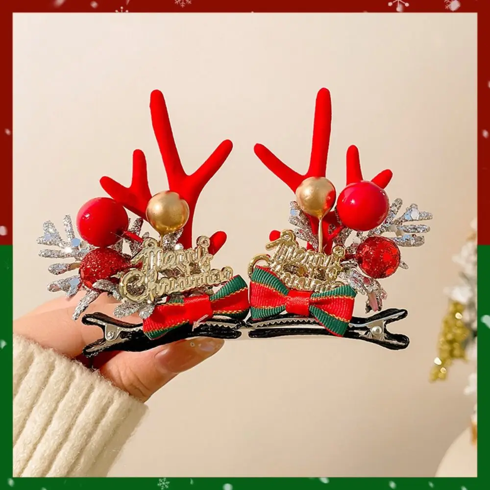 1 par de alta qualidade bonito chifre de alce natal hairpin antler acessórios para o cabelo portátil grampos de cabelo inverno crianças presentes