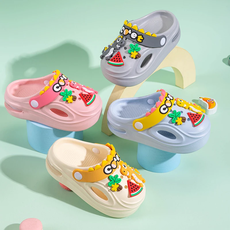

Kids Cute 3D Dinosaur Clogs with Air Cushion Sole, Non-Slip Breathable Summer Slippers for Boys Girls