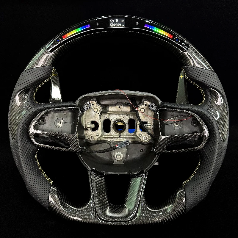 High-end Custom LED Carbon Fiber Steering Wheel for Dodge Challenger Scat Pack SXT SRT RT Charger Hellcat 2015-2023