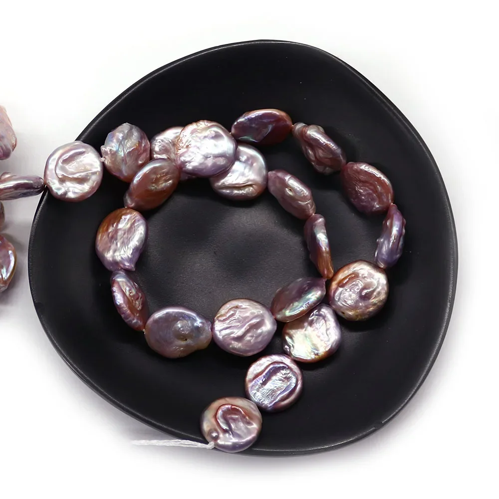 Classic Natural Freshwater Purple Round Disc Button Beads Loose Straight Holes Exquisite DIY Accessories for Necklaces Bracelets