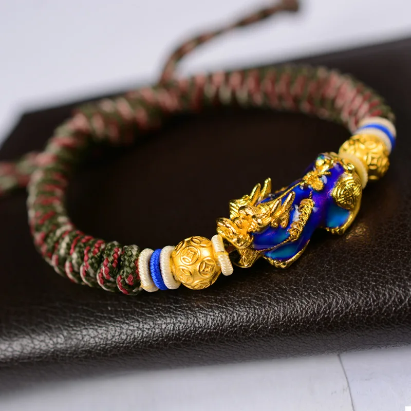 Chinese Loong Temperatures Change Color Pure Copper Brave Fairy Recruit Wealth Fashion Men's Pure Handmade Hand Rope Bracelet