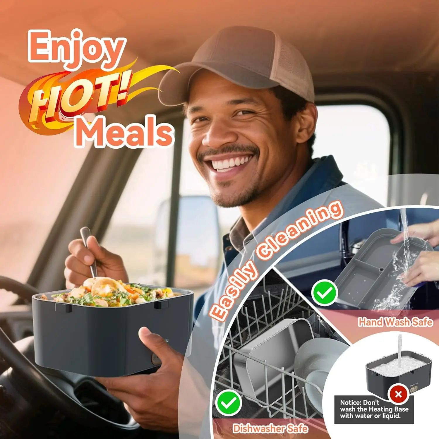 سخان صندوق غداء كهربي 80 وات 2.8 لتر طبقة مزدوجة، 12 فولت/24 فولت/110 فولت محمول من الفولاذ المقاوم للصدأ لتدفئة الطعام مع حقيبة وملعقة وشوكة