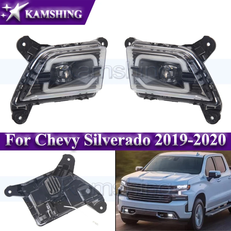 

Kamshing 1pair LED Daytime Running Light For Chevy Silverado 2019-2020 DRL Day Light Foglamp Fog lamp Turn Signal Light
